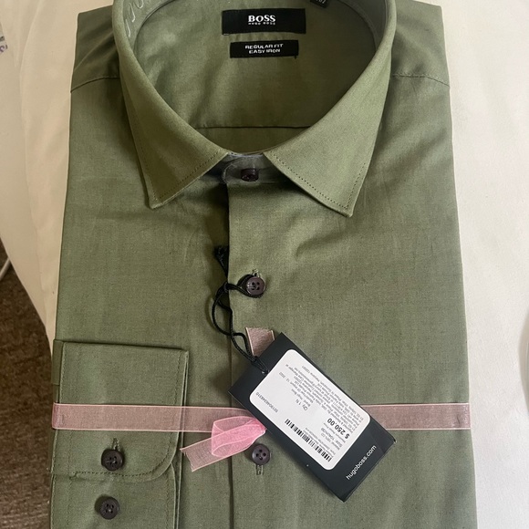 BOSS by HUGO BOSS - Regular Fit Cotton Dress Shirt - Green - Picture 3 of 5